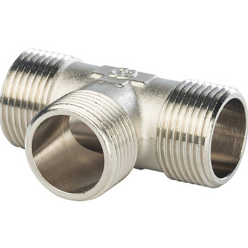 Тройник Ду 15 (1/2") наружняя резьба никель STOUT